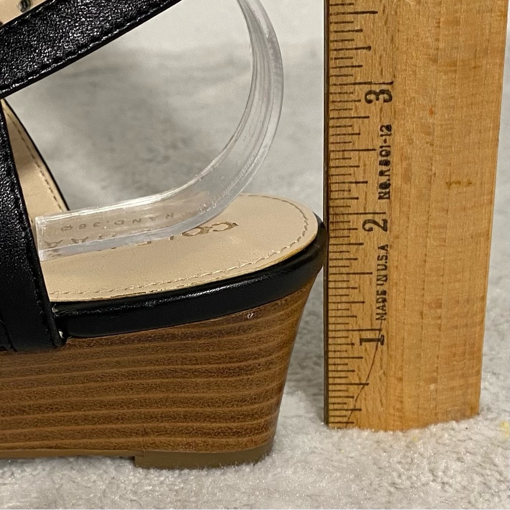 Cole Haan Annabel Grand Black Leather Wedge Sandals Women’s Size 8.5B - Picture 8 of 9